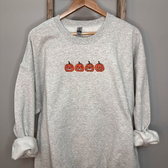 Embroidered Fall Crew Neck Sweatshirt - Picture 4 of 5